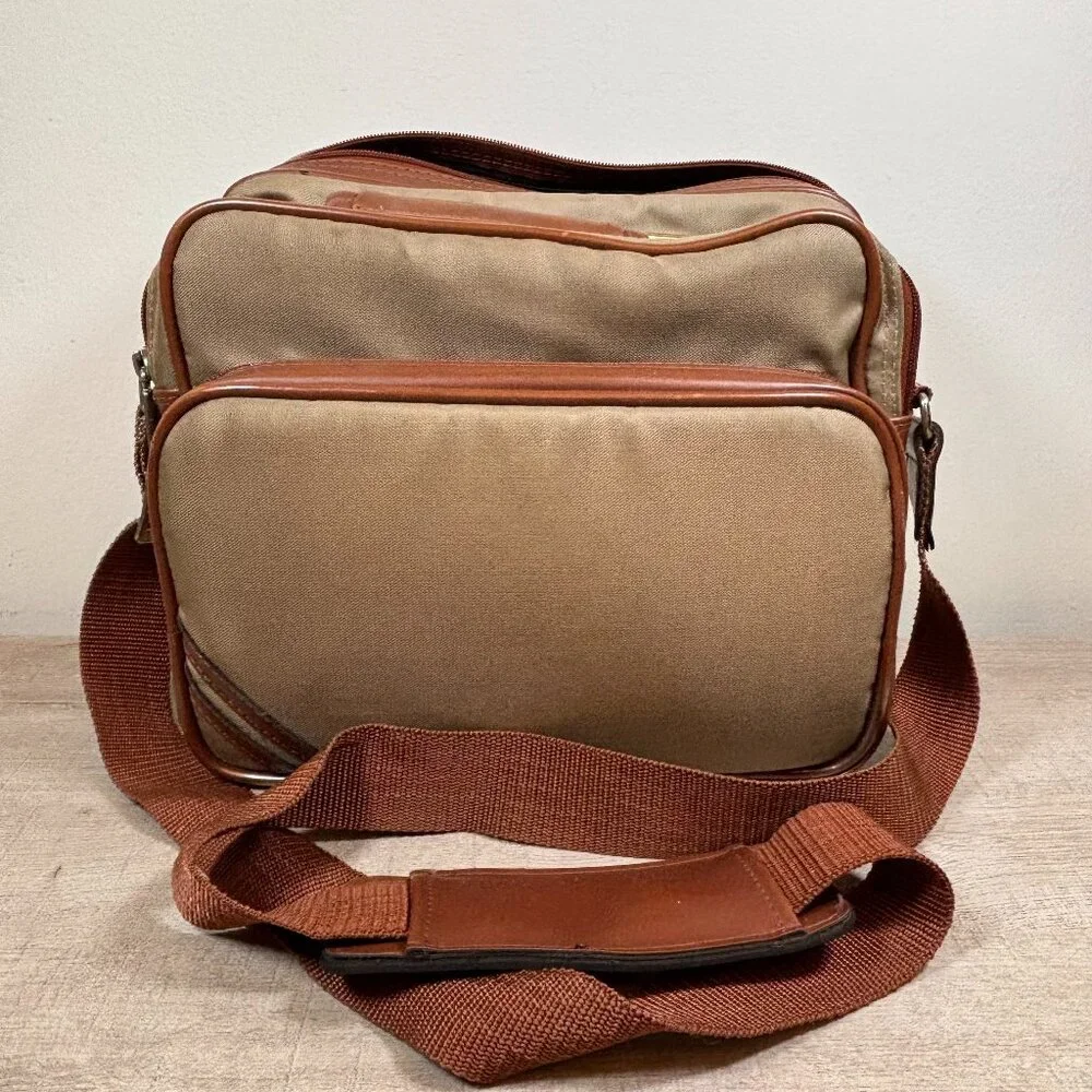Vintage Coaster Camera Bag Beige/Brown Model S3TN with Shoulder Strap